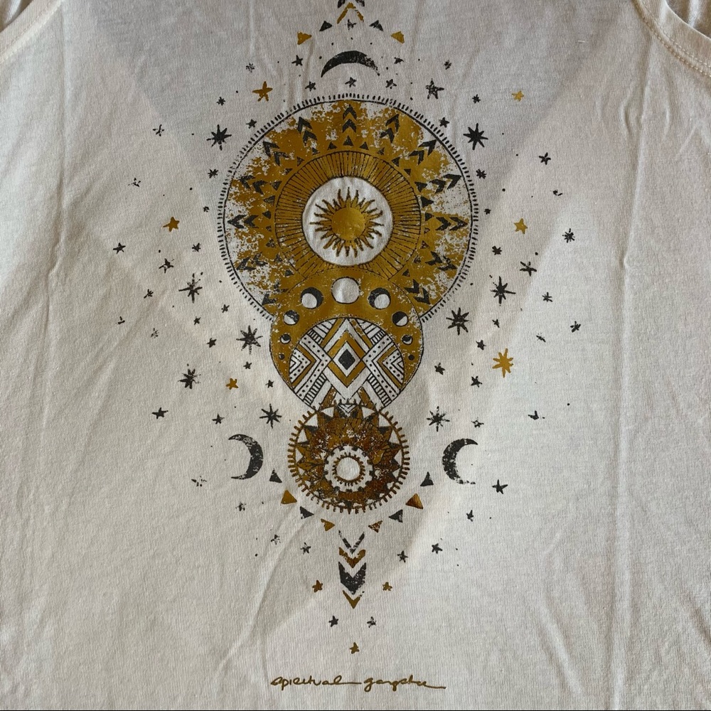 spiritual gangster white sun studio muscle tank